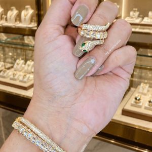 luxury Platinum Plated Openable Bracelet Bangle With Ring